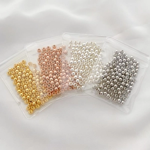 Set of 14K 18K gold filled loose round beads in four metallic colors for DIY jewelry making