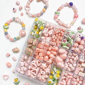 DIY ceramic tulip bead set with organizer box for handmade jewelry bracelets and necklaces