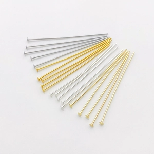 Polished silver and gold flat head T-pins for DIY jewelry making accessories
