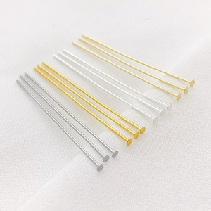Flat head t-pins in gold and silver finishes for DIY jewelry making accessories