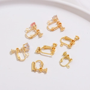 14K vergoldete Clip-On Ohrring-Konverter mit Zirkonia für DIY Schmuckherstellung