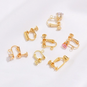 Set aus 14K vergoldeten Clip-on-Ohrring-Konvertern mit Zirkonia für DIY-Schmuckherstellung