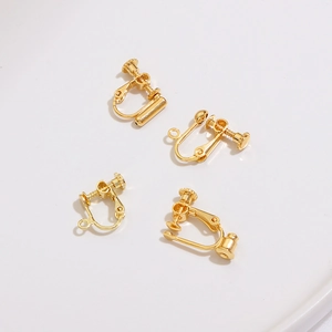 14K vergoldete Ohrclip-Konverter mit verstellbaren Silikonpads für DIY-Ohrringe im 4er-Set