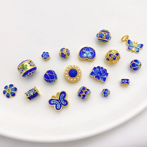 Edle 18K Gold Cloisonné Emaille Lotus und Schmetterling Perlen für DIY Schmuckdesign