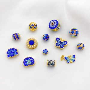 Exquisite 18K Gold Cloisonné Emaille Blumen und Schmetterling Perlen für DIY Schmuck