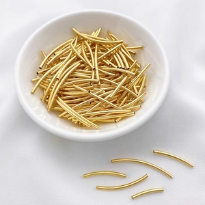 14K Vergoldetes Kupfer Gebogenes Rohr Perlen Glatte Oberfläche Hohles Rohr Zwischenperle Für DIY Handgemachtes Armband Halskette Schmuckherstellung