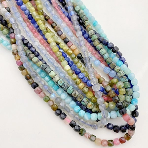 4mm bunte facettierte Naturstein-Quadratperlen für DIY-Armbänder und Schmuckherstellung