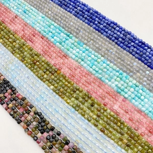 Bunte 4mm facettierte Natursteinperlen in Quadratform für DIY-Schmuckherstellung