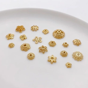 14K Gold Plated Copper Bead Caps Spacer Beads Flower Shape Components For Handmade DIY Jewelry Making Necklace Bracelet