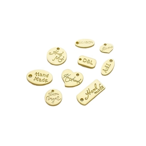 Colgantes bañados en oro 14K grabados Love y Handmade para creación de joyas DIY