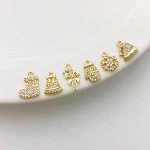 Weihnachtsanhänger 14K vergoldet mit Zirkonia für DIY Schmuck Ketten und Armbänder