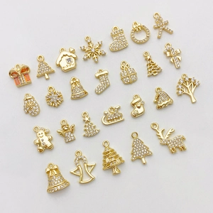 14K vergoldete Weihnachtsanhänger mit Zirkonia für DIY-Schmuckherstellung-Sets