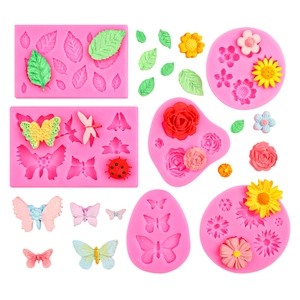 Set de moldes de silicona de margarita y rosa para repostería y resina artesanal
