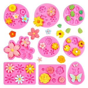 Molde de Silicona Flor Rosa Margarita Hoja Mariposa Para DIY Fondant Pastel Decoración Herramienta de Horneado Resina