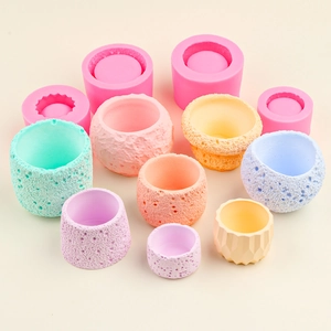Silicone Rock Flower Pot Mold DIY Aromatherapy Candle Cup Plaster Succulent Planter Mold Handmade Craft Casting Tools