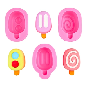 Three distinct silicone ice cream molds with striped and spiral textures for DIY crafts