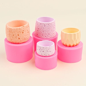 DIY rock texture silicone mold for concrete succulent pots and scented candle jars