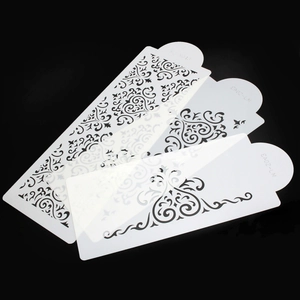 Set of 3 vintage floral cake stencils for fondant embossing and hollow edge decoration