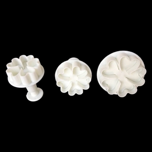 Plastic Flower Heart Plunger Fondant Cake Decorating Cutter Mold White Petal Cookie Press Embossing Tools For DIY Baking