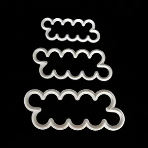 3pcs cloud-shaped pastry cutters set with detailed size dimensions for baking fondant