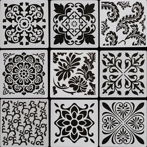 Lot de 9 pochoirs Mandala avec motifs floraux géométriques pour décoration murale