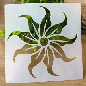 Detail showing white hollow flower pattern stencil for DIY scrapbooking and painting