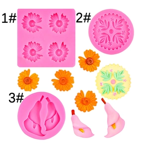 Sunflower Calla Lily Flower Shape Silicone Fondant Mold Mandala Relief Chocolate Cake Mold DIY Gumpaste Clay Craft Decorating Tools