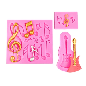 Moule en silicone guitare et notes de musique pour décoration de gâteaux et pâtisserie DIY