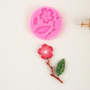 Plum blossom and leaf silicone fondant mold for chocolate and cake decorating