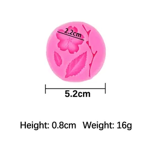 Pink silicone plum blossom mold for fondant and chocolate cake decorating tool