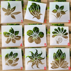 Floral DIY Spray Stencil Painting Template For Kids Students Scrapbooking Hollow Out PET Plastic Cake Baking Mold Tool
