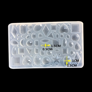 Silicone gemstone mold for DIY jewelry with heart, star, and geometric shapes