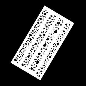 Patterned fondant cake decorating stencils featuring hearts, stars, and wave silhouettes