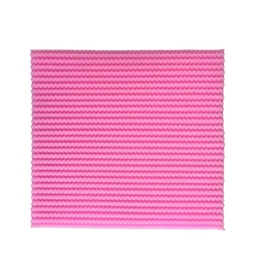 Pink rectangular fondant silicone mold with intricate wave textured pattern for cake baking