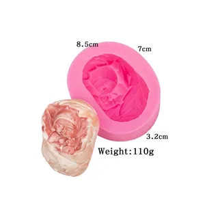 Sleeping baby silicone mold for fondant, soap, and candles with detailed dimensions