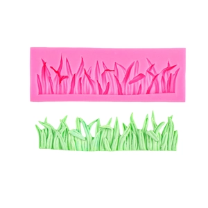 Grass Pattern Silicone Fondant Cake Mold DIY Chocolate Baking Tool Plant Texture Border Decoration Kitchen Bakeware Pink Grey