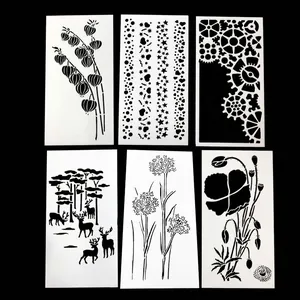 DIY PET Plastic Hollow Cake Stencil Flower Deer Gear Pattern Fondant Cake Decorating Tool Stencil Template Painting Mold
