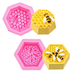 Moule en silicone 3D nid d'abeille et abeille pour chocolat, fondant et savon