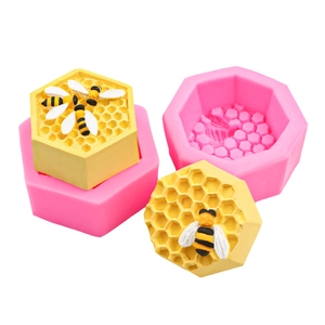 Ensemble de moules en silicone 3D abeille et nid d'abeille pour fondant et savon artisanal