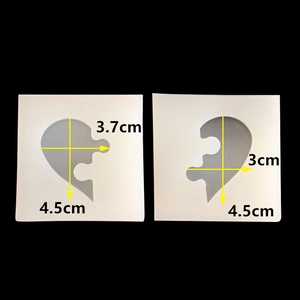 Detailed view of heart puzzle silicone mold with dimensions for DIY resin crafts