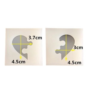 Silicone heart puzzle mold set for DIY UV resin crafts with dimension measurements