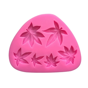 Pink maple leaf silicone mold with 6 cavities for fondant chocolate and DIY baking crafts
