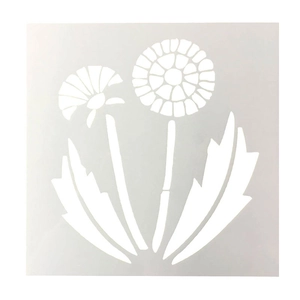 Translucent square PET stencil featuring dandelion floral patterns for cake decoration
