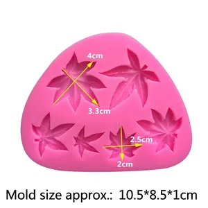 Pink maple leaf silicone mold for fondant and chocolate decoration, 10.5x8.5 cm size