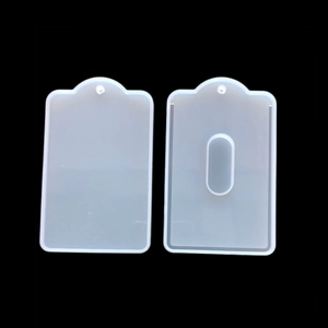 Macro detail of two-piece rectangular silicone molds for DIY resin ID card holders