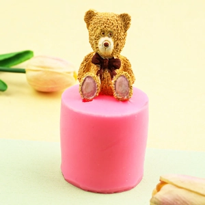 3D teddy bear silicone mold for DIY baking and chocolate making with detailed bear figure