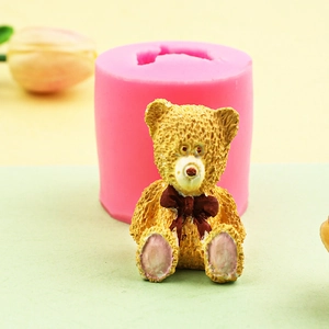 3D teddy bear silicone mold for DIY chocolate and cake decorating with detailed fur texture