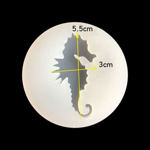 Detailed seahorse silicone mold for resin casting with 5.5cm height measurements