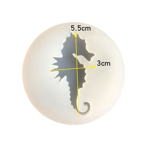 White silicone seahorse mold for resin jewelry craft measures 5.5cm height and 3cm width