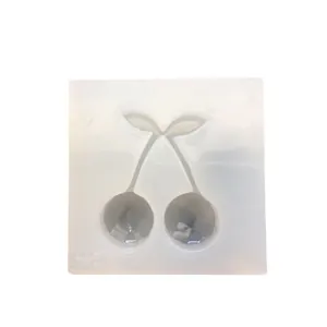 Translucent cherry shaped silicone mold for DIY resin and baking with 3.5cm x 4cm dimensions
